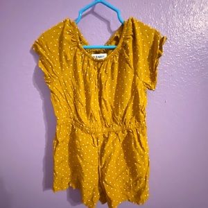 Girls 4T Old Navy Romper Mustard & White Polka Dot